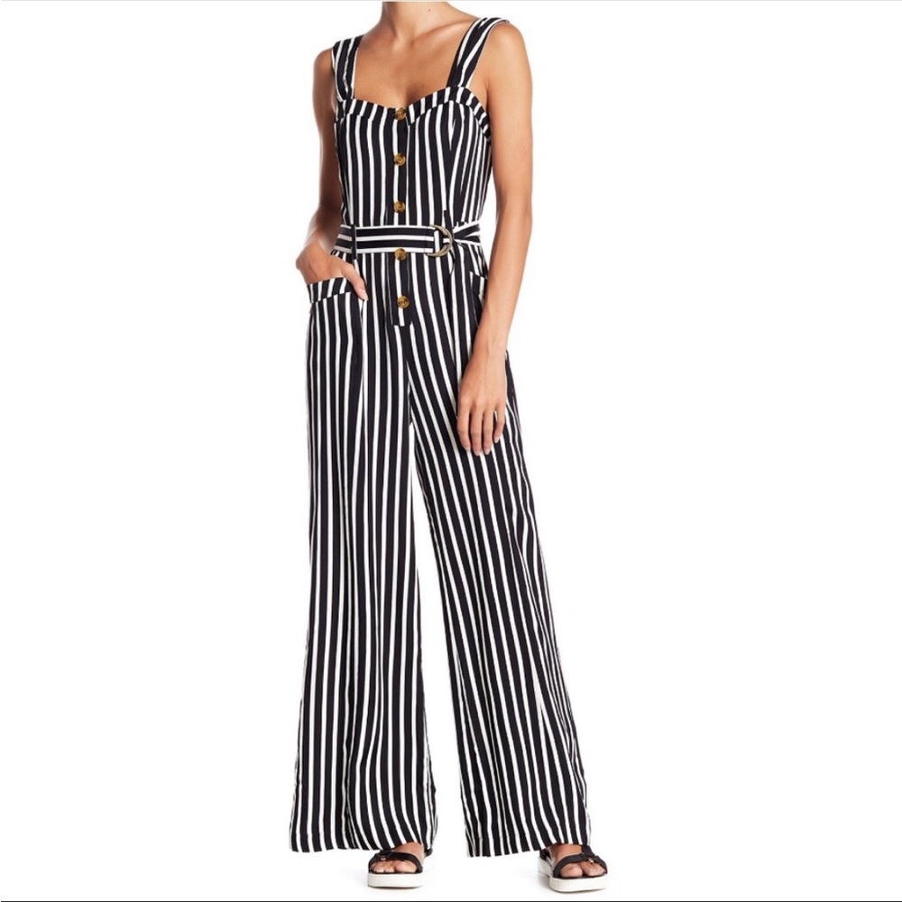 Free People City Girl Stripe Jumpsuit size 4
